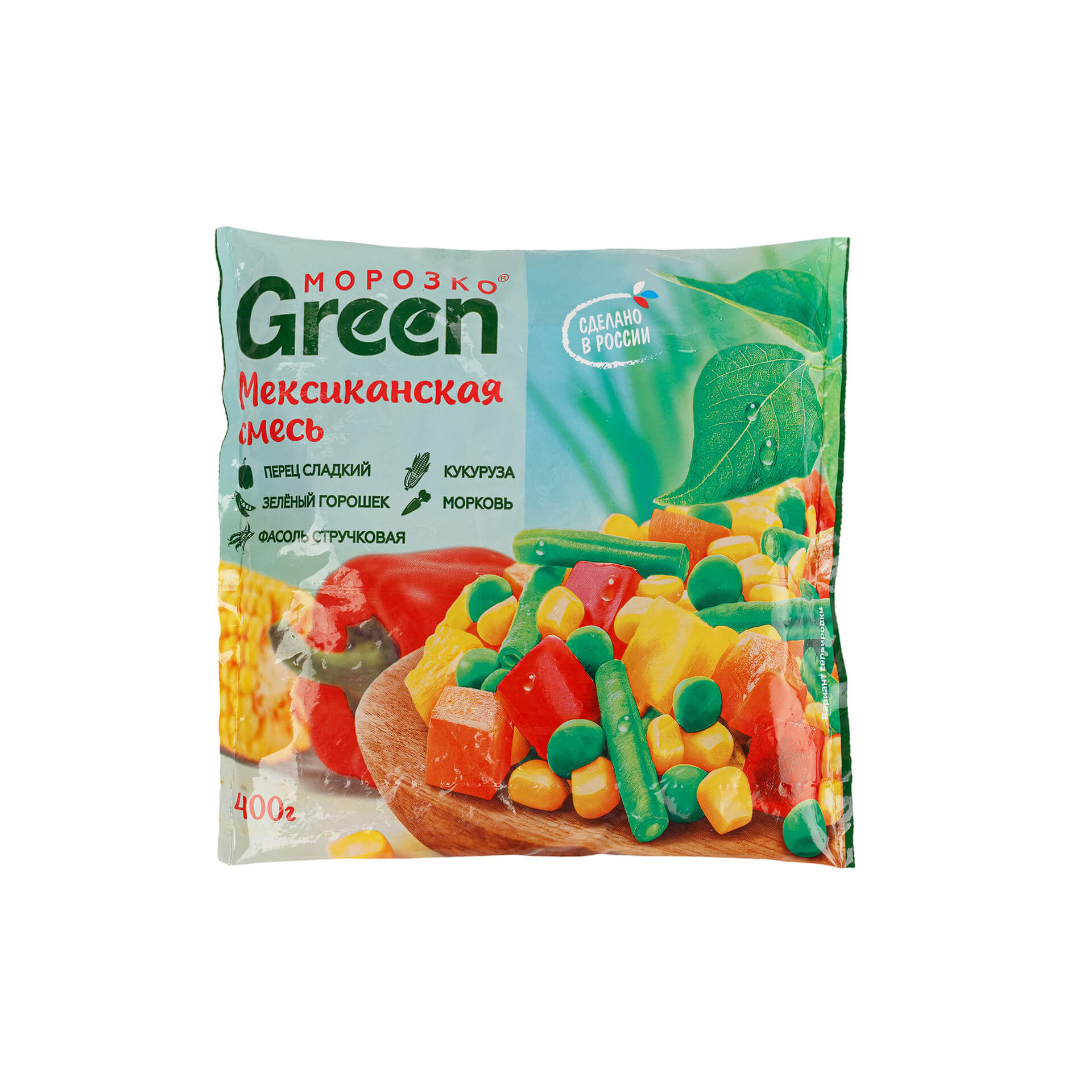 Быстрозамороженная овощная смесь "Мексиканская смесь" Морозко Green 400 г 8214LED, общий вид, купить оптом с доставкой по москве и московской области, недорого, низкая цена