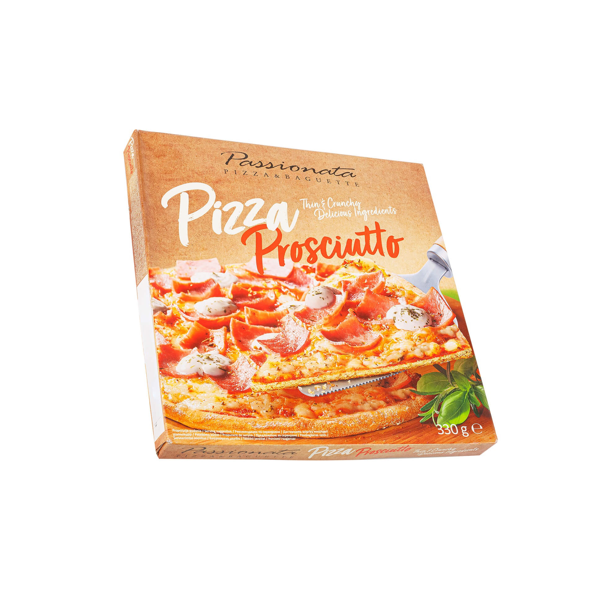 Пицца "Прошутто" замороженный полуфабрикат Passionata 330 г 8542LED, общий вид, купить оптом с доставкой по москве и московской области, недорого, низкая цена