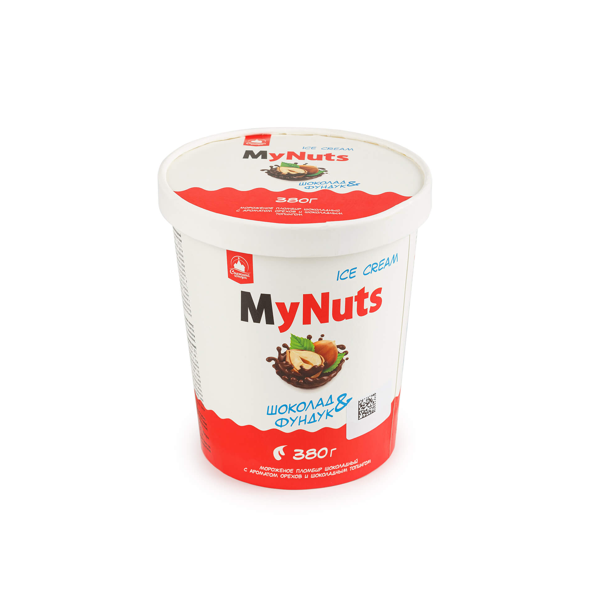 Мороженое шоколад и фундук ведро "My Nuts" Снежный городок 380 г 8643LED, общий вид, купить оптом с доставкой по москве и московской области, недорого, низкая цена