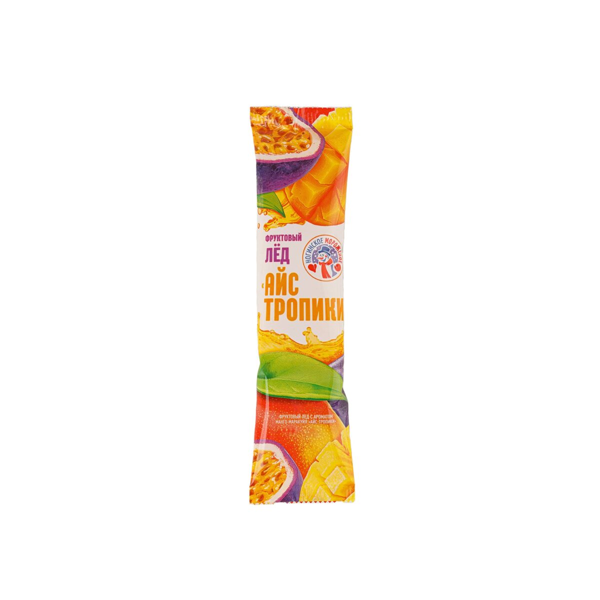 Фруктовый лёд с ароматом манго-маракуйя Айс Тропики Ногинское мороженое 70 г 9805LED, общий вид, купить оптом с доставкой по москве и московской области, недорого, низкая цена